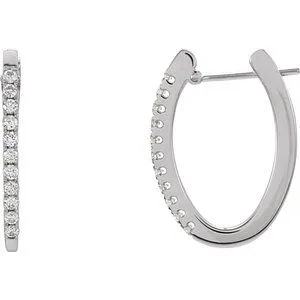 14K White 1/3 CTW Diamond 20 mm Hoop Earrings