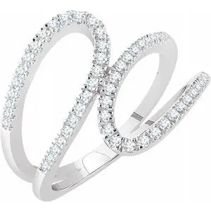 14K White 1/3 CTW Diamond Freeform Ring