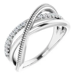 14K White 1/5 CTW Diamond Criss-Cross Ring