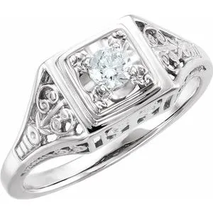 14K White 1/6 CTW Diamond Filigree Ring