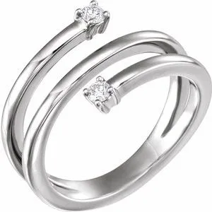 14K White 1/8 CTW Diamond Bypass Ring