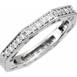 14K White 3/4 CTW Diamond Eternity Band Size 7