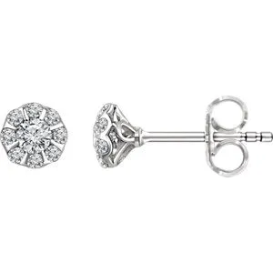 14K White 3/8 CTW Diamond Stud Earrings
