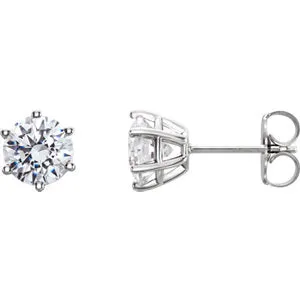14K White 4.5 mm I1 3/4 CTW Diamond 6-Prong Wire Basket Earrings