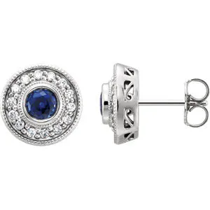 14K White 5 mm Round 1/4 CTW Diamond Semi-Set Halo-Style Earrings