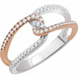 14K White & Rose 1/4 CTW Diamond Ring