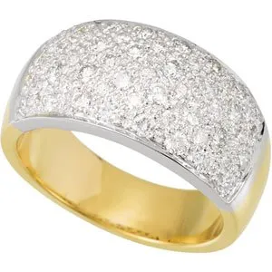 14K White & Yellow 1 CTW Diamond Micro Pave Ring Size 7
