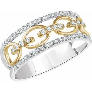 14K White & Yellow 1/4 CTW Diamond Link Ring