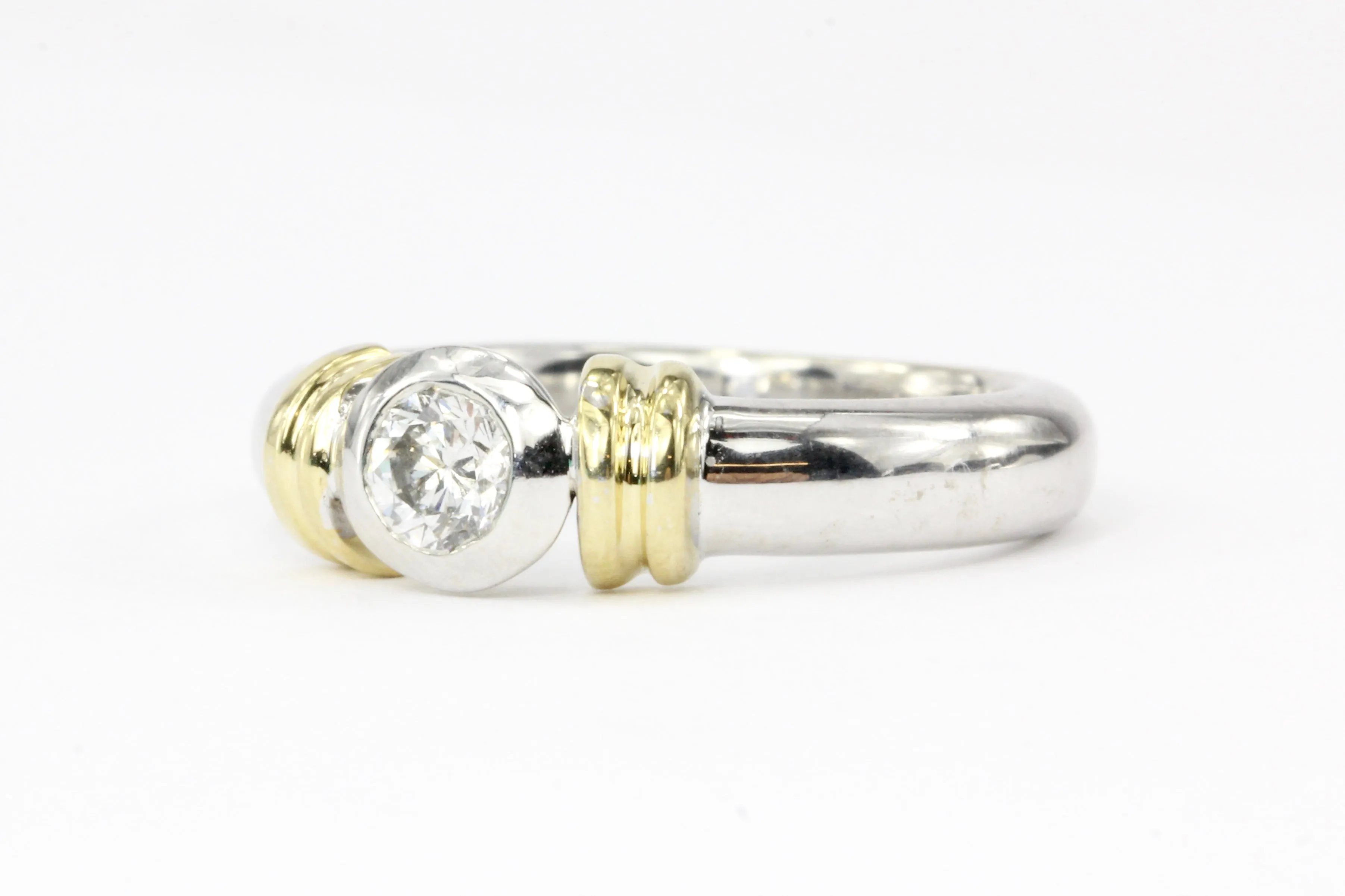 14K White & Yellow Gold .20CT Diamond Engagement Ring