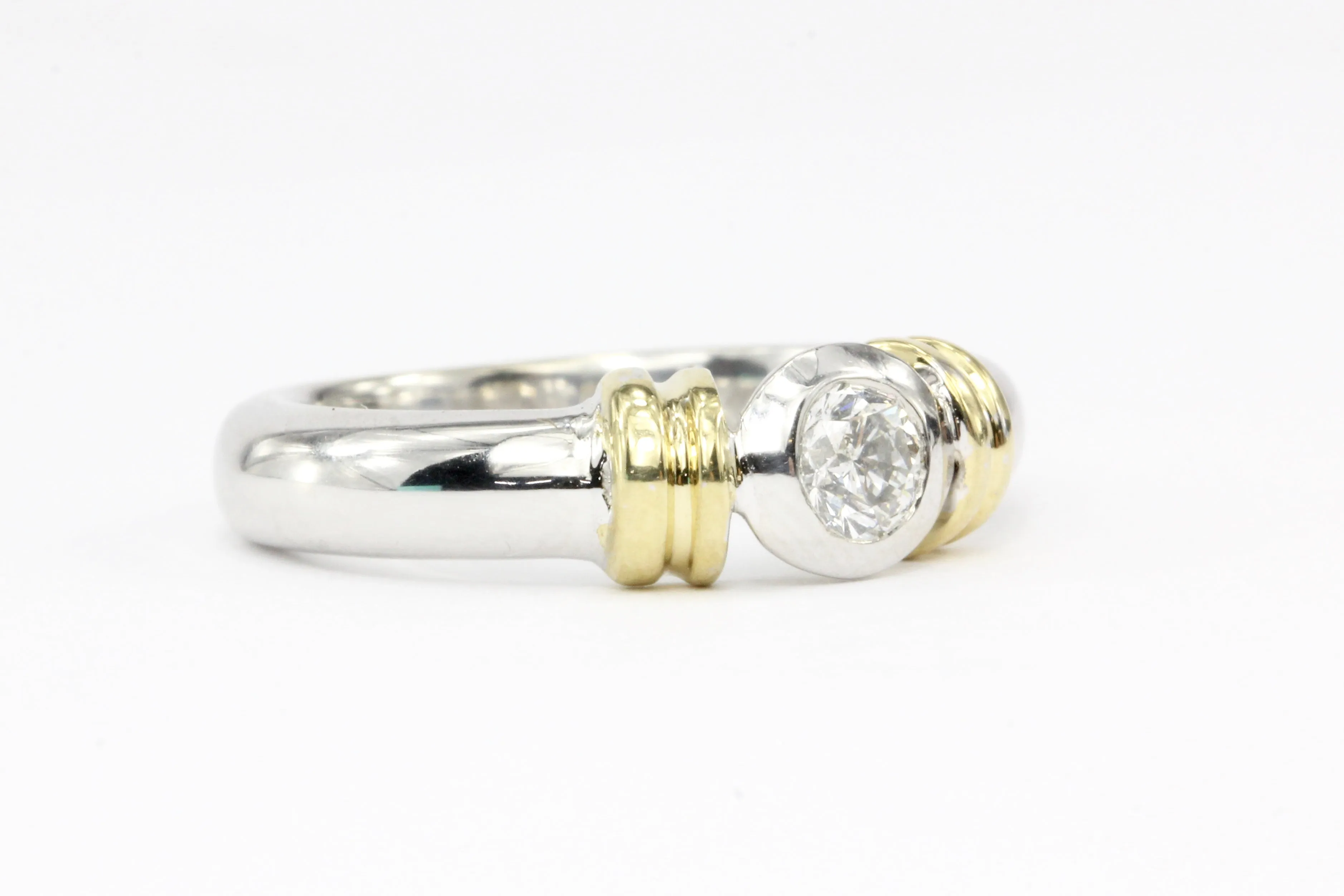 14K White & Yellow Gold .20CT Diamond Engagement Ring