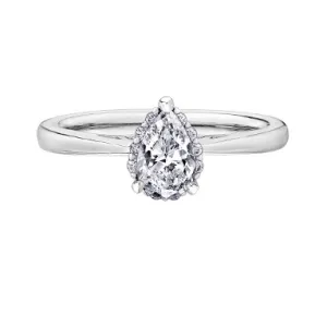 14K White Gold (0.58ct) Pear Shaped Diamond Halo Engagement Ring