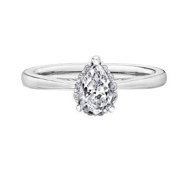 14K White Gold (0.58ct) Pear Shaped Diamond Halo Engagement Ring