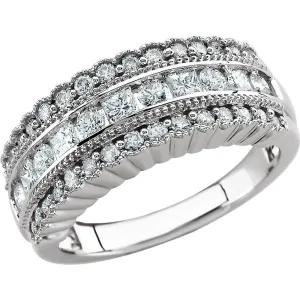 14k White Gold 1 CTW Diamond Anniversary Band, Size 7