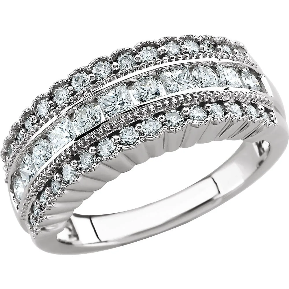 14k White Gold 1 CTW Diamond Anniversary Band, Size 7
