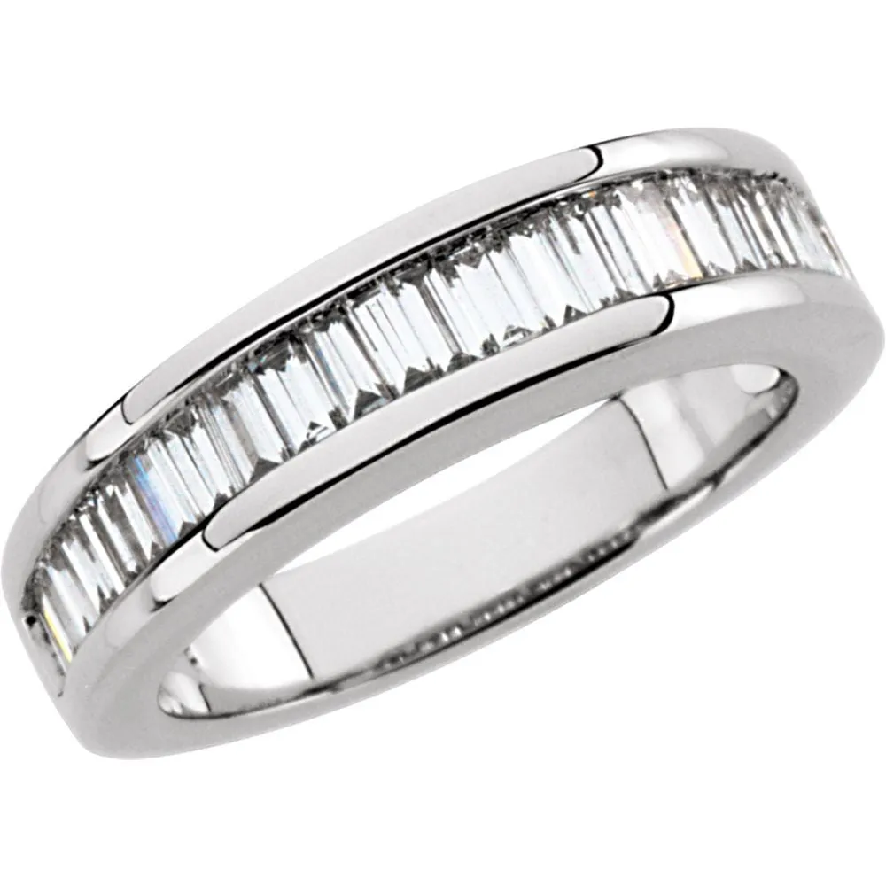 14k White Gold 1 CTW Diamond Baguette Anniversary Band Size 6