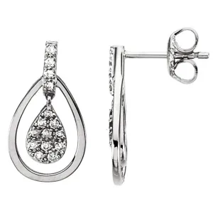 14k White Gold 1/4 CTW Diamond Earrings