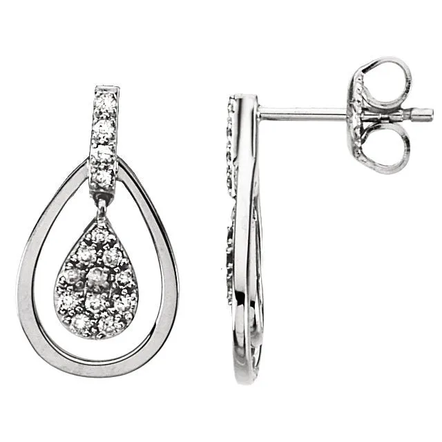 14k White Gold 1/4 CTW Diamond Earrings