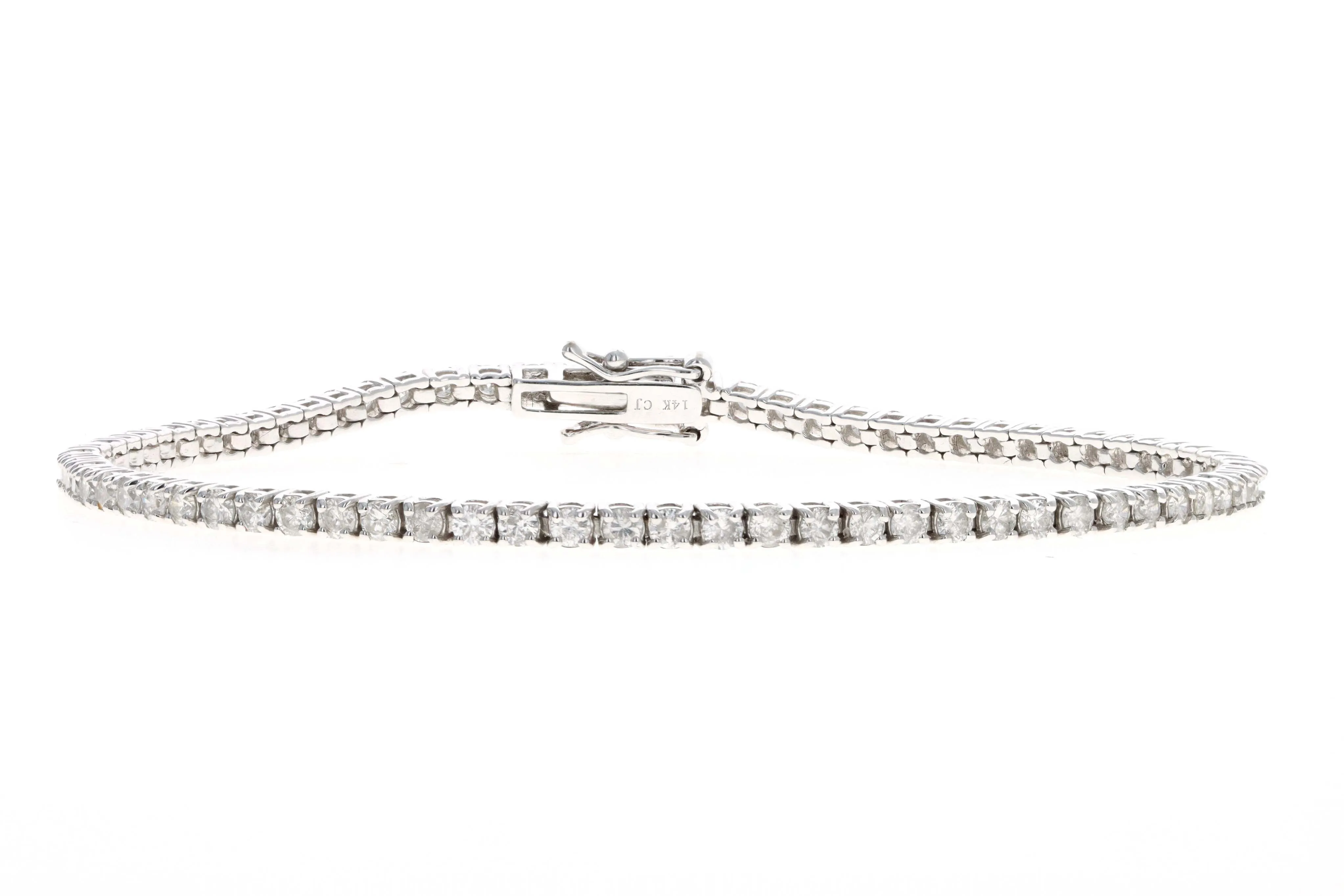 14K White Gold 1.50 Carat Total Weight Round Brilliant Cut Diamond Tennis Bracelet