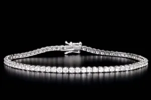 14K White Gold 1.50 Carat Total Weight Round Brilliant Cut Diamond Tennis Bracelet