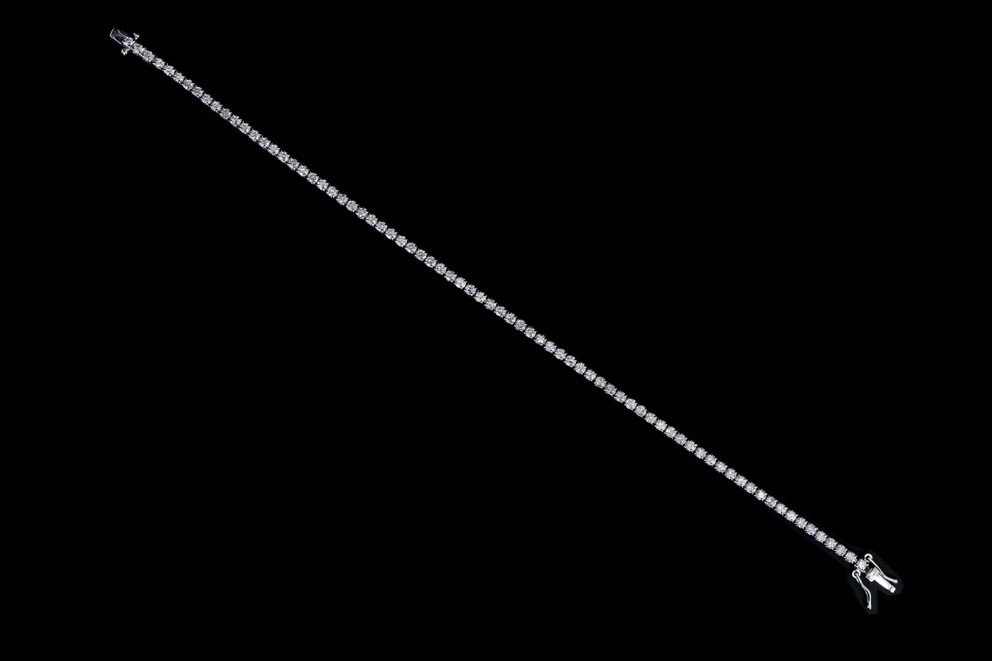 14K White Gold 1.50 Carat Total Weight Round Brilliant Cut Diamond Tennis Bracelet