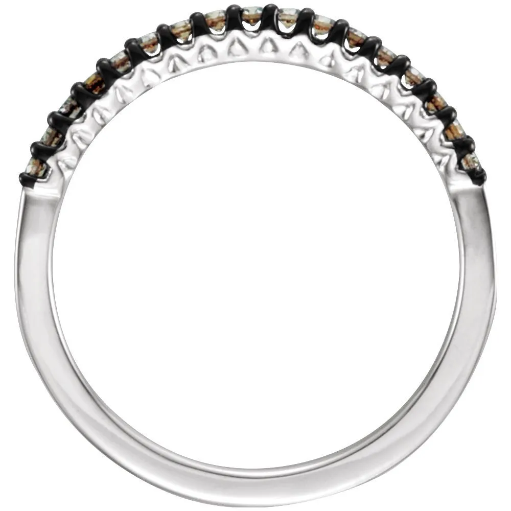 14k White Gold 1/6 CTW Brown Diamond Stackable Ring, Size 7