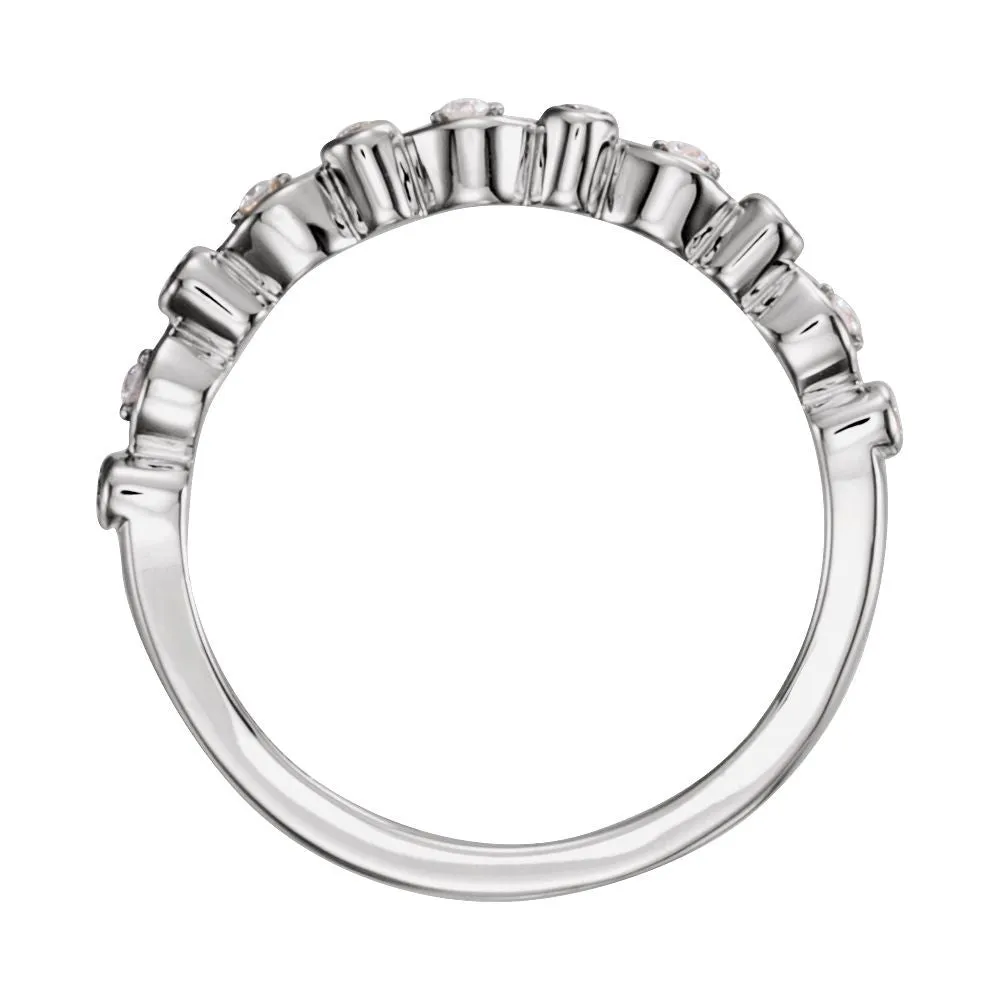 14k White Gold 1/8 CTW Diamond Stackable Anniversary Band, Size 7