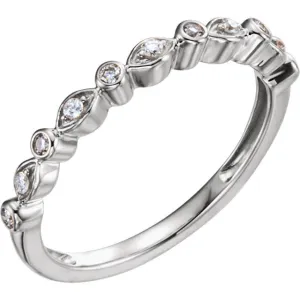 14k White Gold 1/8 CTW Diamond Stackable Anniversary Band, Size 7