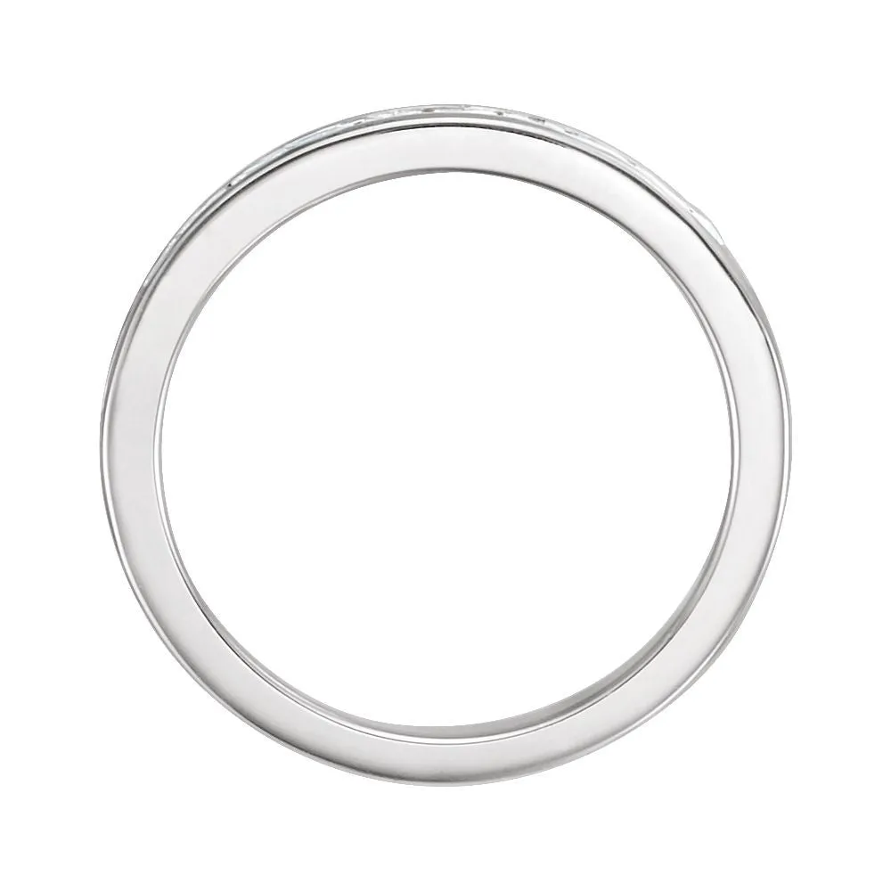 14k White Gold 2mm Square 7/8 CTW Diamond Channel Set Band , Size 7