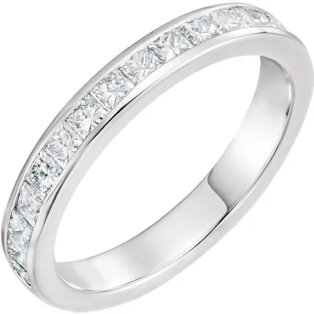 14k White Gold 2mm Square 7/8 CTW Diamond Channel Set Band , Size 7