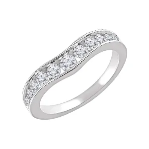 14k White Gold 3/4 CTW Diamond Contour Band , Size 7
