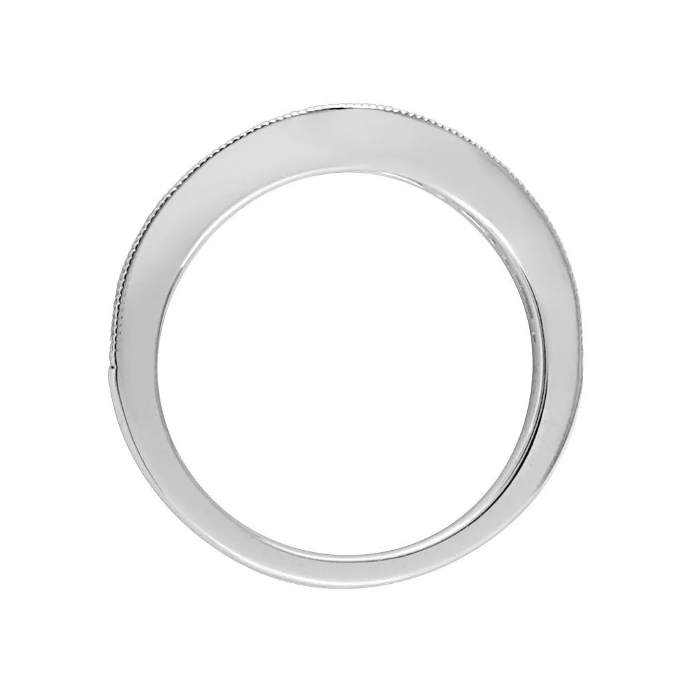 14k White Gold 3/4 CTW Diamond Contour Band , Size 7