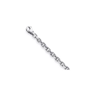 14k White Gold 4.6mm Hand Polished Fancy Link with Fancy Lobster Clasp Bracelet