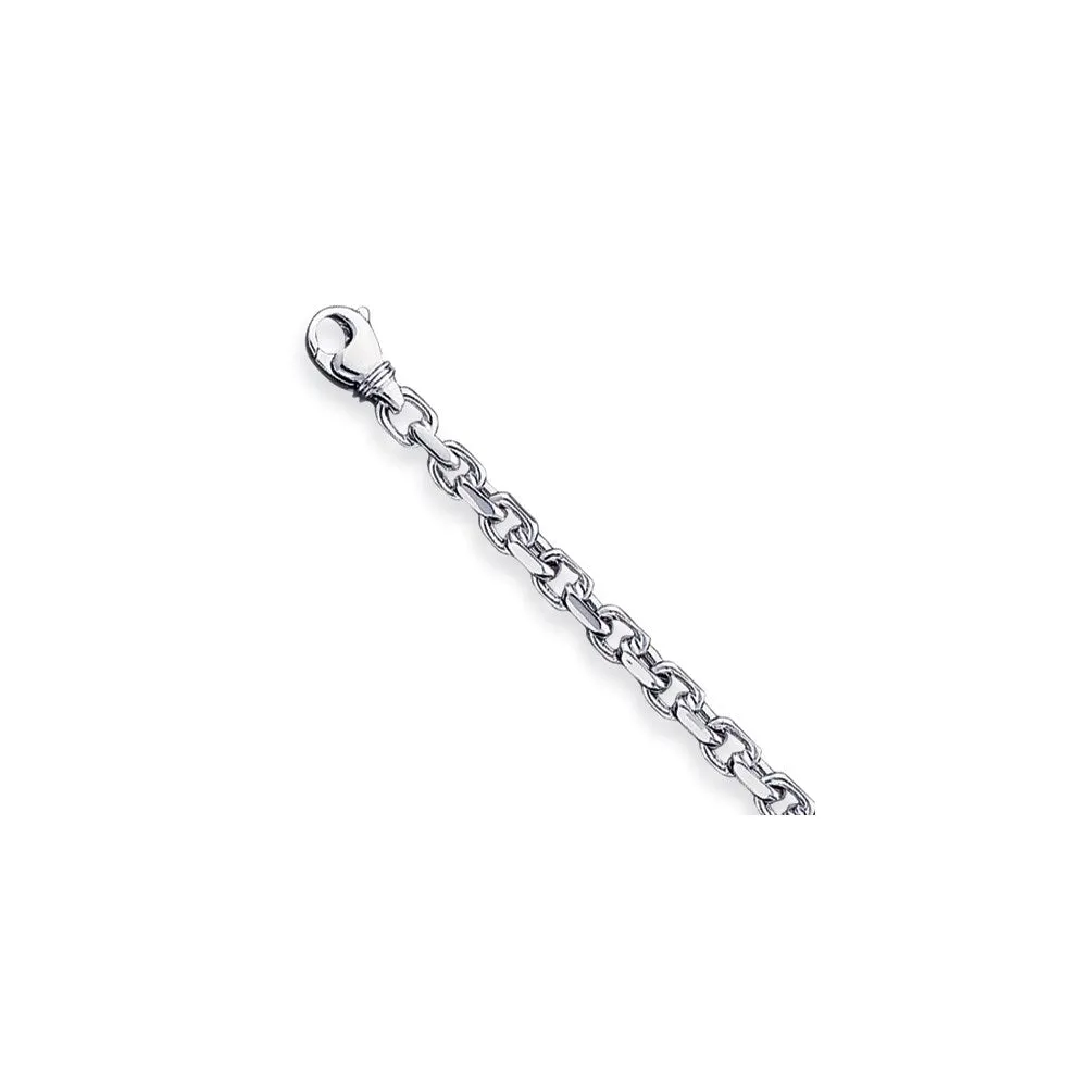 14k White Gold 4.6mm Hand Polished Fancy Link with Fancy Lobster Clasp Bracelet