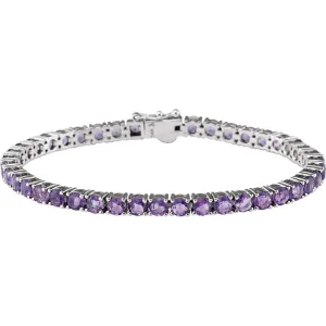 14k White Gold Amethyst 7.15" Line Bracelet