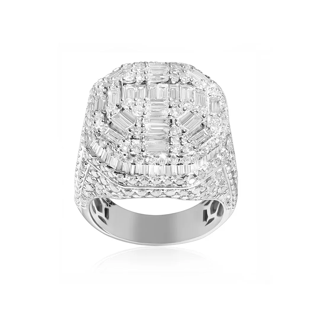 14k White Gold Baguette Ring 5.75 Ctw