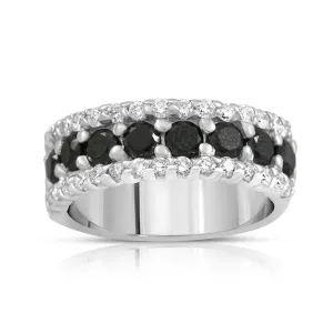 14k White Gold Black Diamond Eternity Band 0.9 Ctw