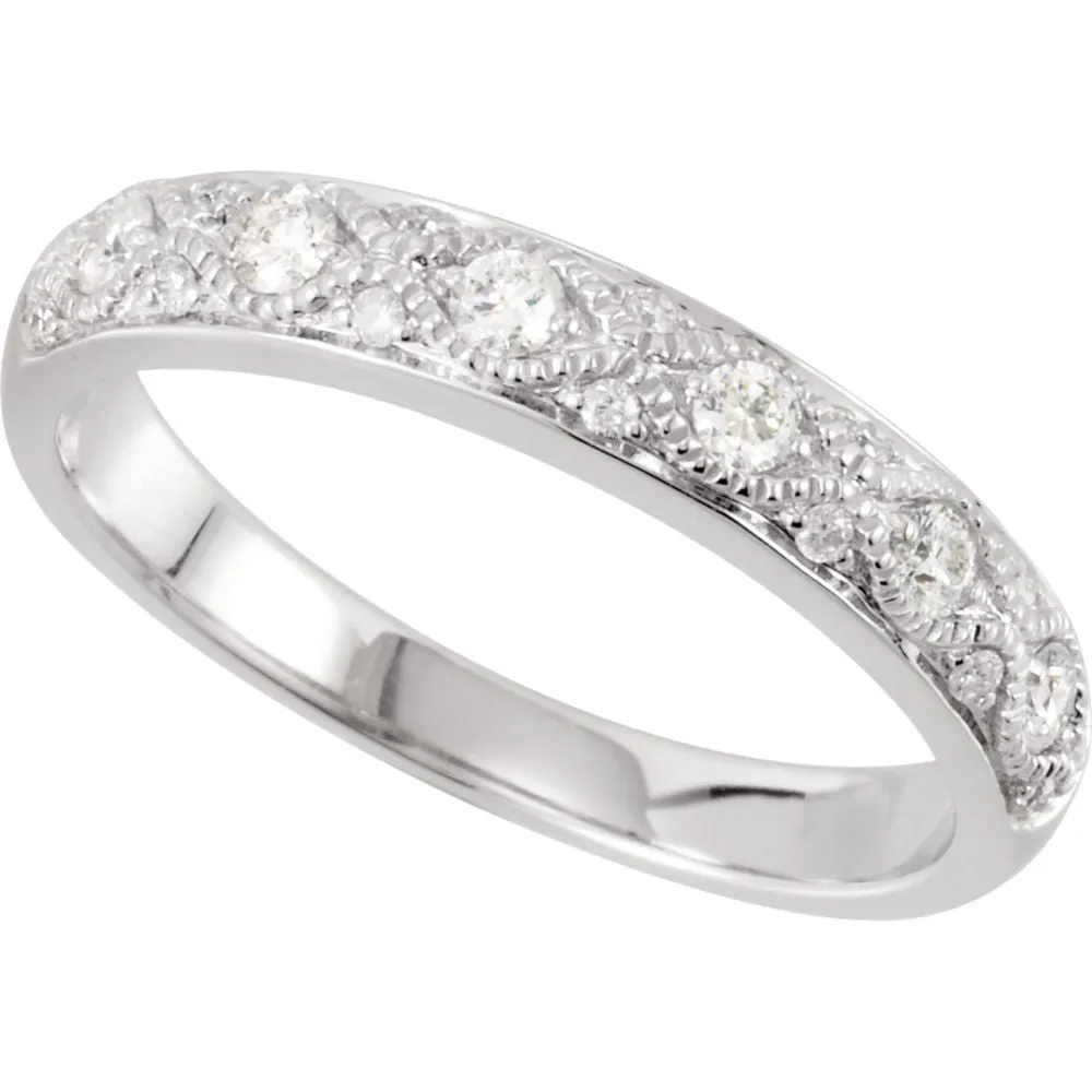 14k White Gold Diamond Anniversary Band, Size 7