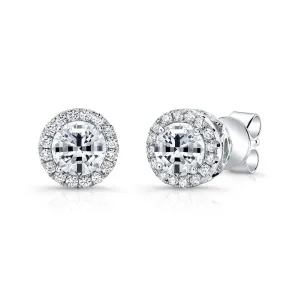 14K White Gold Diamond Halo Earrings