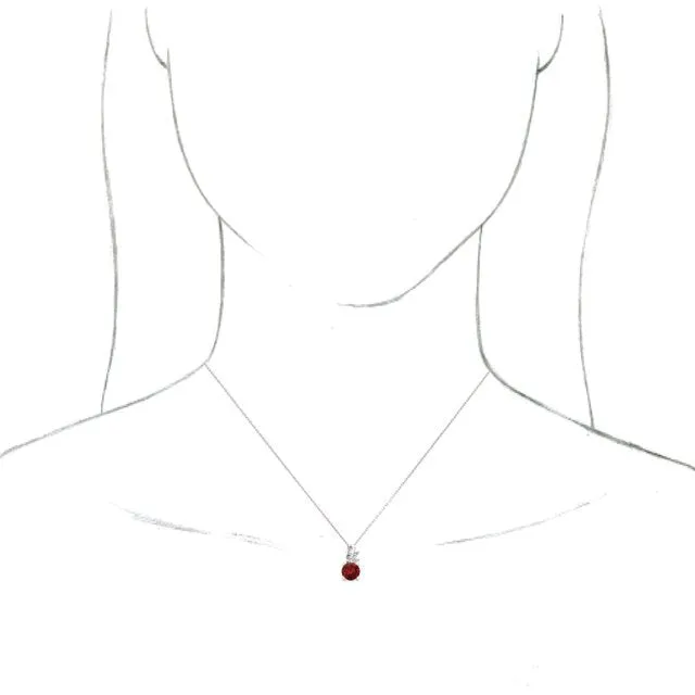 14K White Gold Lab-Grown Ruby & 1/10 CTW Natural Diamond 16-18" Necklace