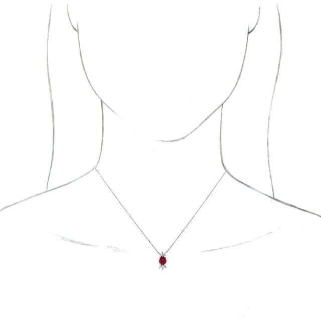 14K White Gold Lab-Grown Ruby & 1/5 CTW Natural Diamond 16-18" Necklace