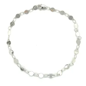 14K White Gold Round Mirror Link Bracelet