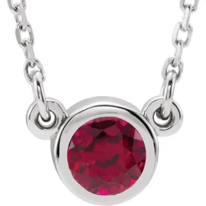14k White Gold Ruby 16" Necklace