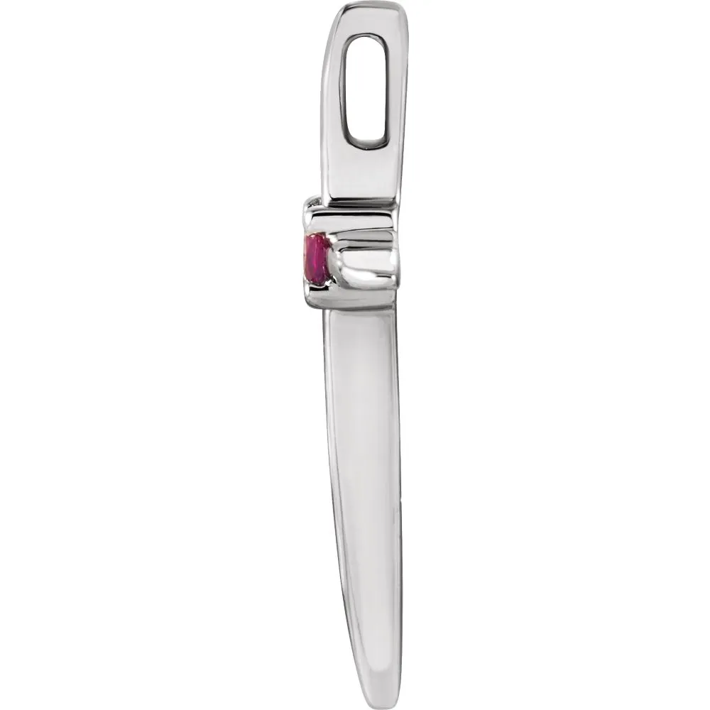 14k White Gold Ruby Cross Pendant 17.75x10mm
