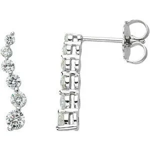 14K White Journey Diamond Earrings