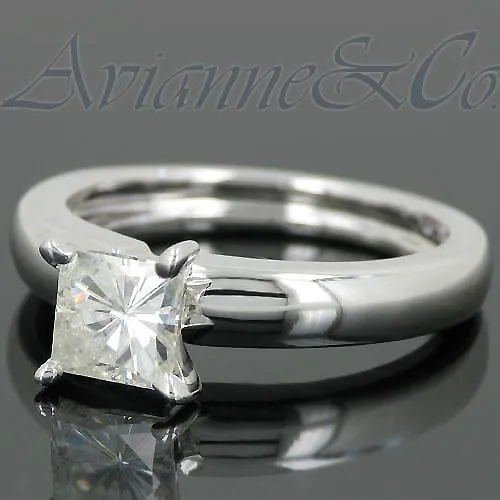 14K White Solid Gold Diamond Solitaire Engagement Ring 0.95 Ctw