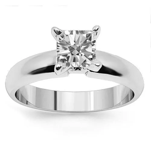 14K White Solid Gold Diamond Solitaire Engagement Ring 0.95 Ctw