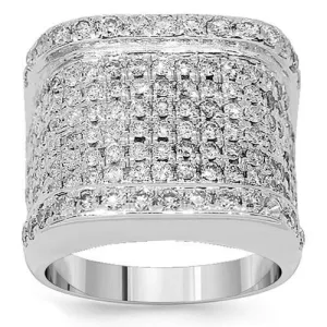 14K White Solid Gold Mens Diamond Ring 2.75 Ctw