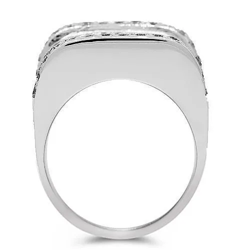14K White Solid Gold Mens Diamond Ring 2.75 Ctw