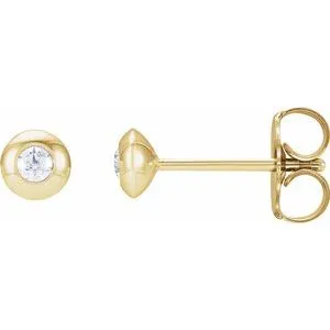 14K Yellow .06 CTW Diamond Domed Bezel-Set Earrings