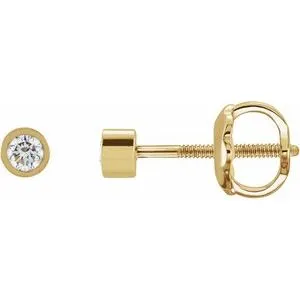 14K Yellow .06 CTW Natural Diamond Micro Bezel-Set Earrings